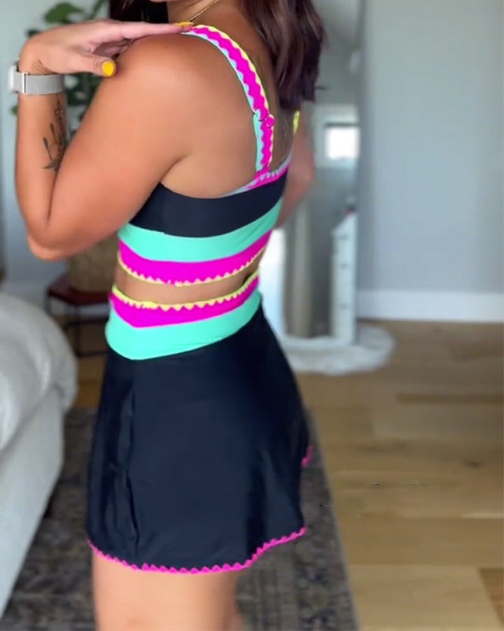 Myra | Elegant three-piece swimsuit with colour blocks
