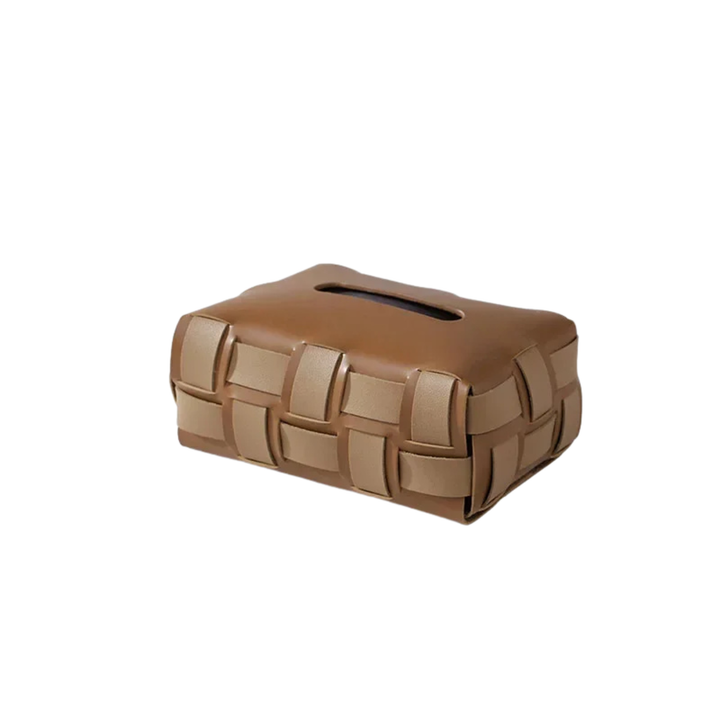 Nest Woven Leather Tissue Holder