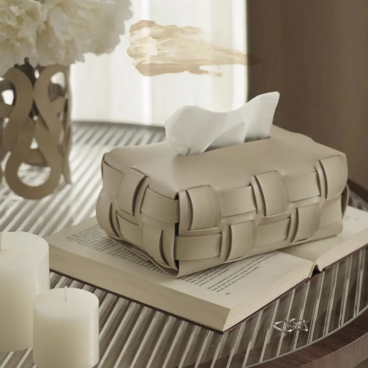 Nest Woven Leather Tissue Holder