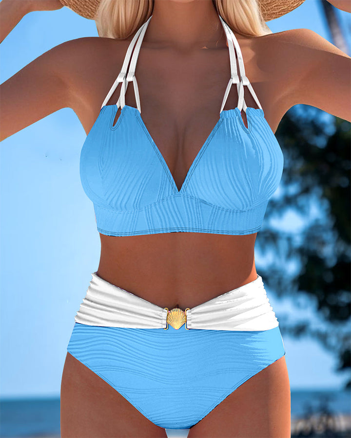 Lily | High-Waisted Swimsuit with Double Straps and Contrast Colour