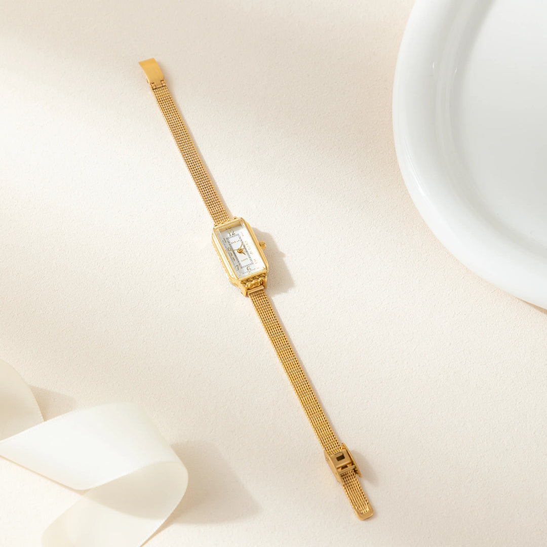 Theresa – Gold Rectangular Dial Watch