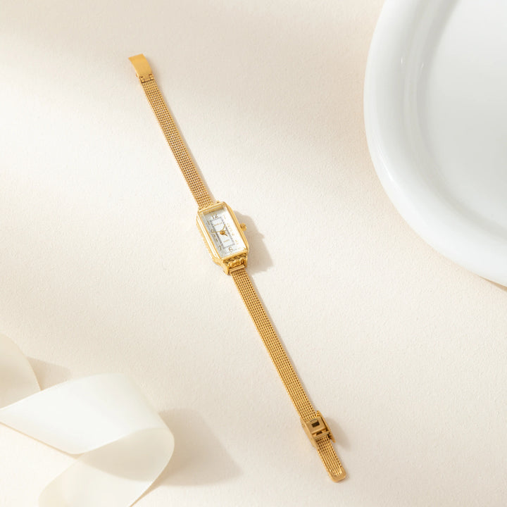 Theresa – Gold Rectangular Dial Watch