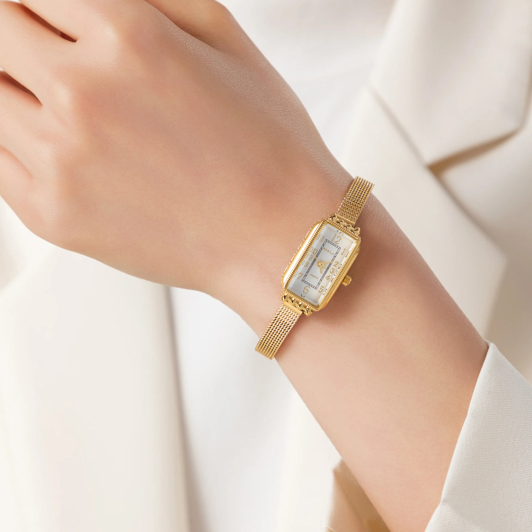 Theresa – Gold Rectangular Dial Watch