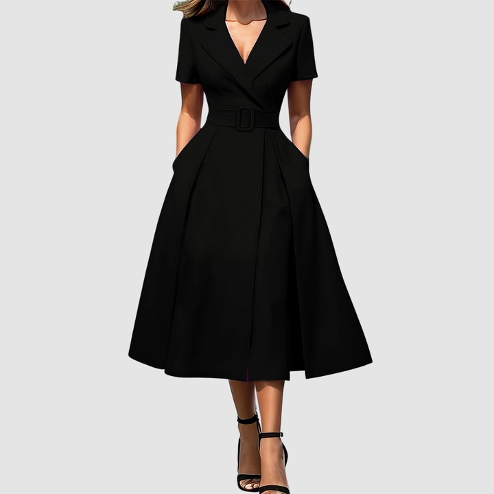Celina Bloom - Elegant Black A-Line Dress