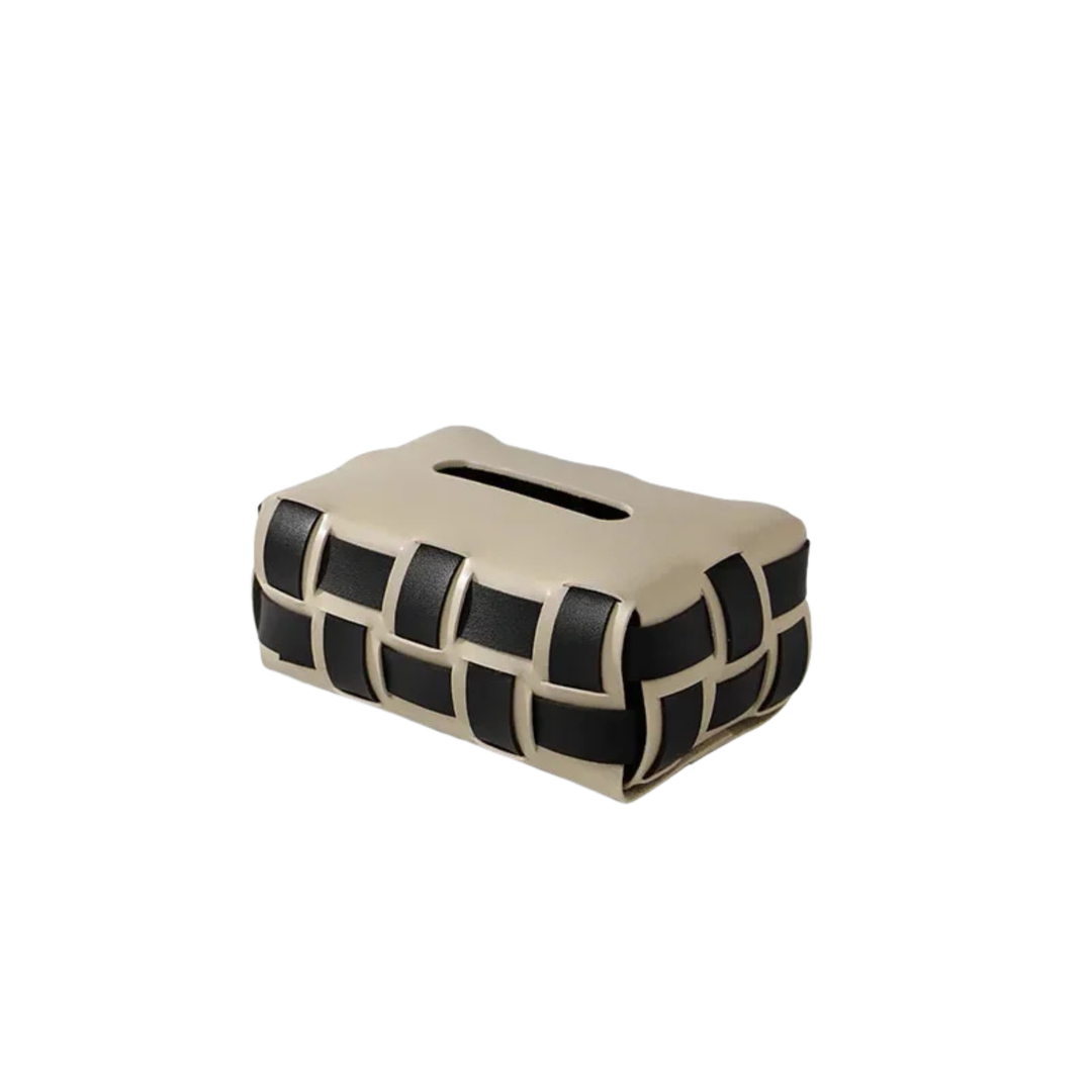 Nest Woven Leather Tissue Holder