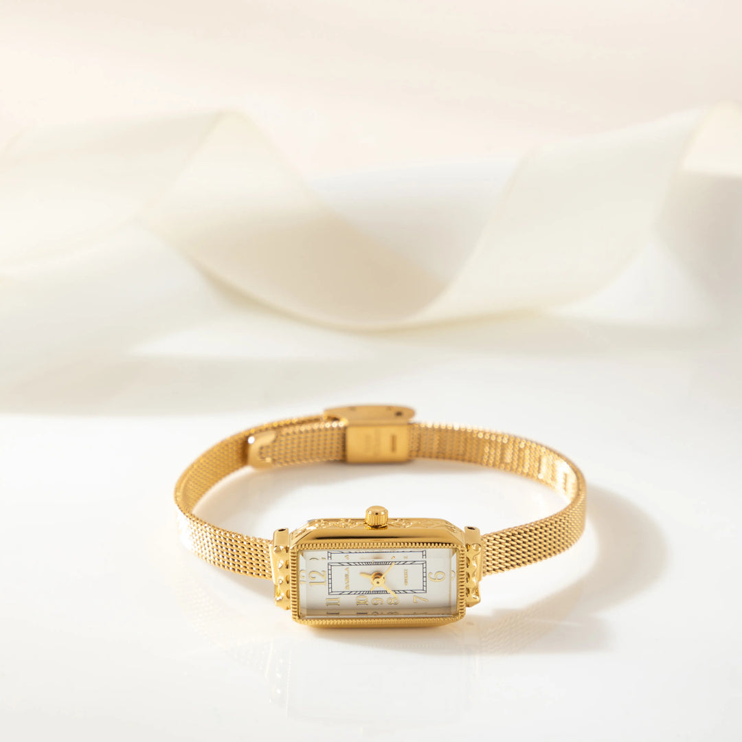 Theresa – Gold Rectangular Dial Watch