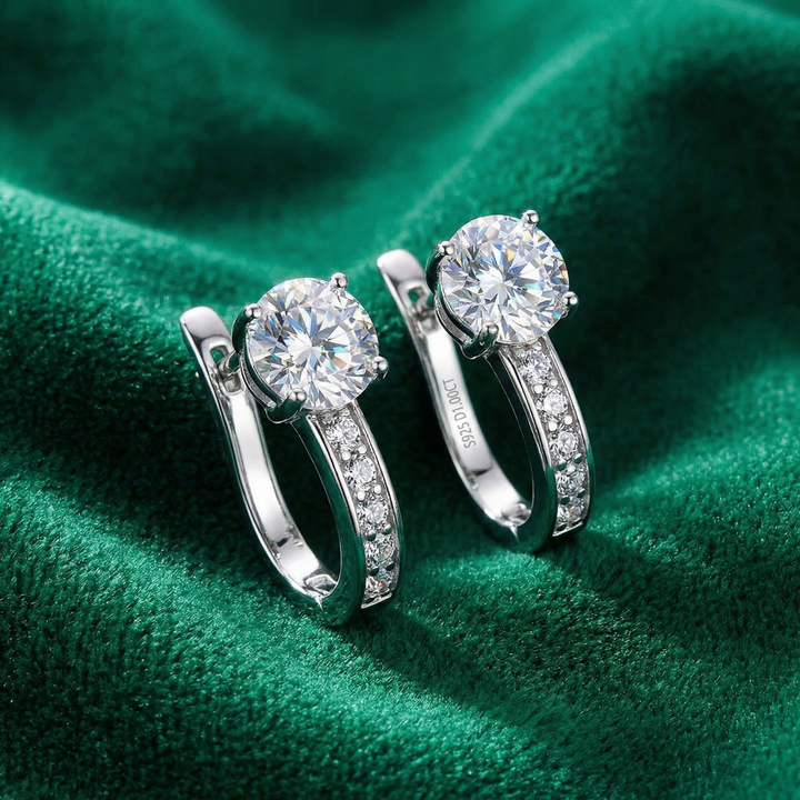 Moissanite - Huggie Earrings