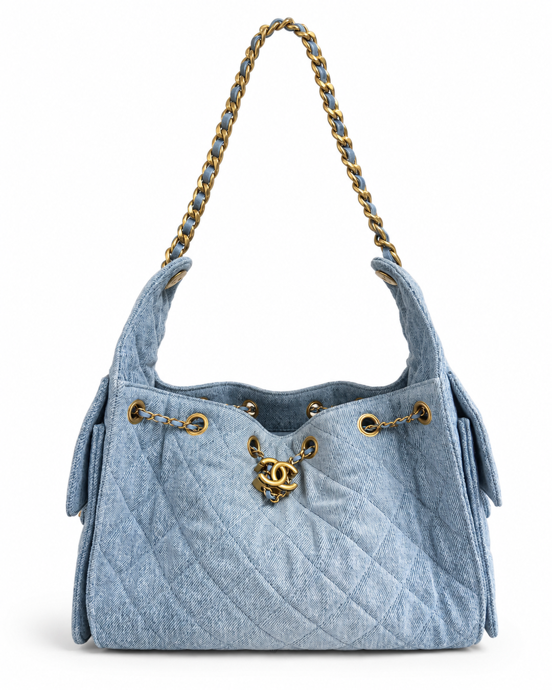 Chanel Hobo 25 M - Light Blue Denim Drawstring Shoulder Bag