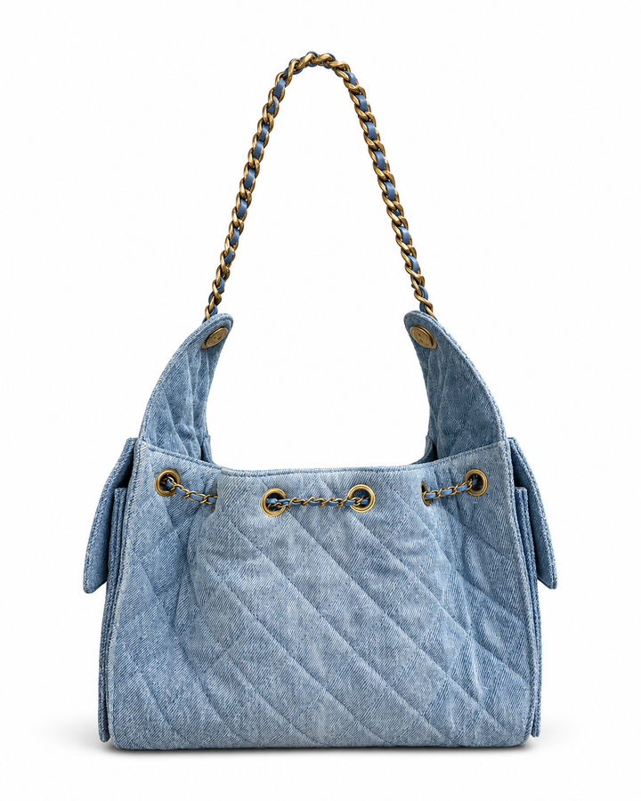 Chanel Hobo 25 M - Light Blue Denim Drawstring Shoulder Bag