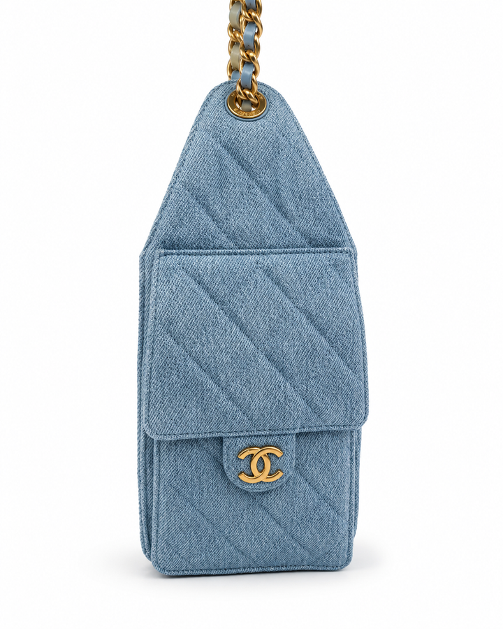 Chanel Hobo 25 M - Light Blue Denim Drawstring Shoulder Bag