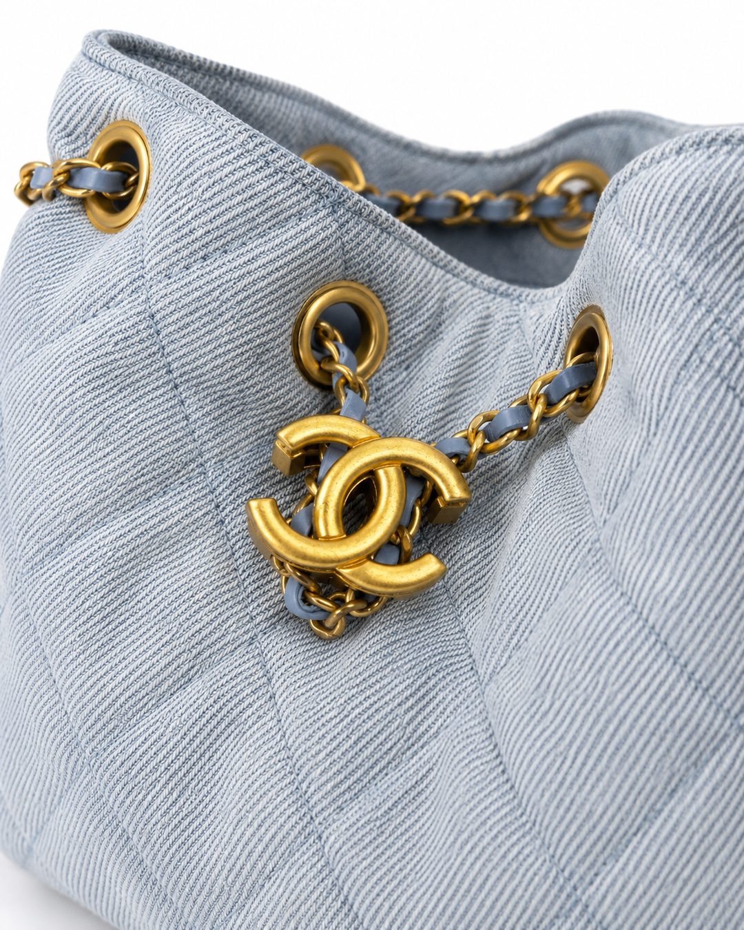 Chanel Hobo 25 M - Light Blue Denim Drawstring Shoulder Bag