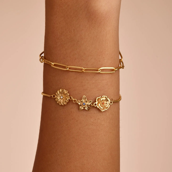 Personalized Birth Flower Charm Bracelet