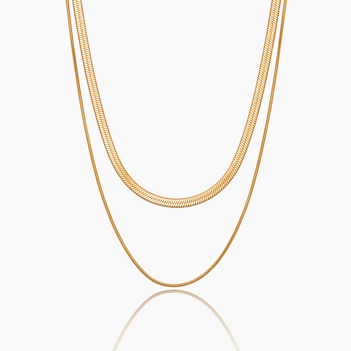 Double Snake Chain Layered Necklace