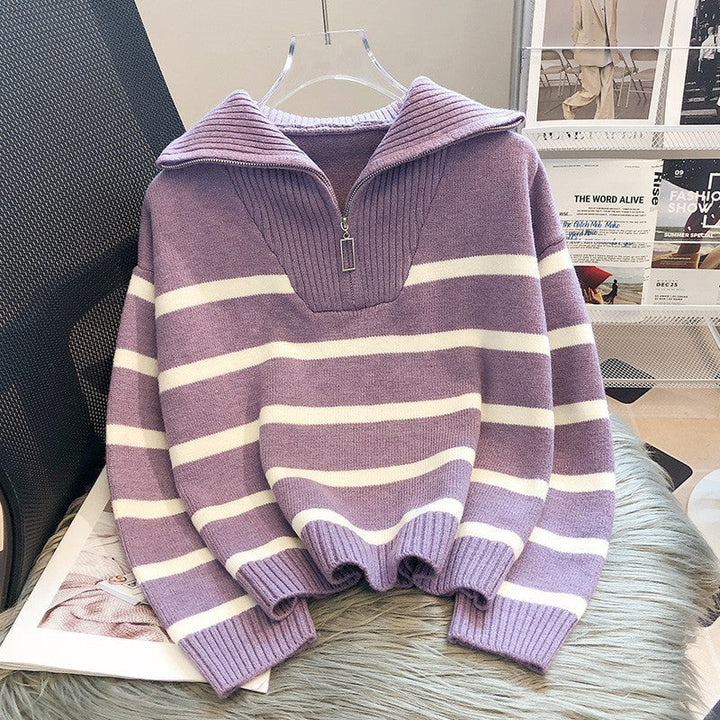TIANA™ - Chic Striped Long Sleeve Collared Top