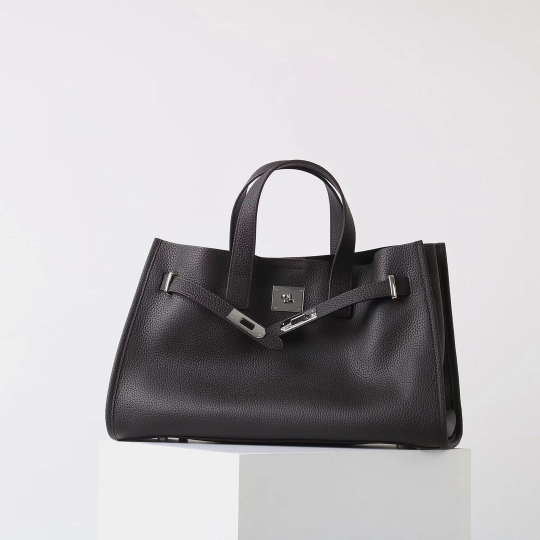 BEVERLEY - Large Capacity Genuine Cowhide Leather Tote Bag for Work & Travel