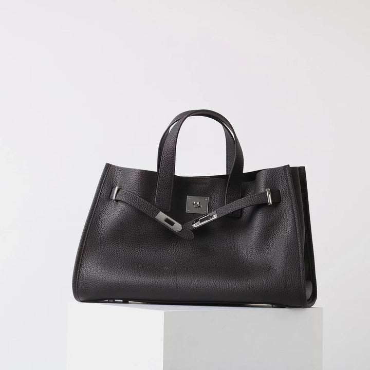 BEVERLEY - Large Capacity Genuine Cowhide Leather Tote Bag for Work & Travel