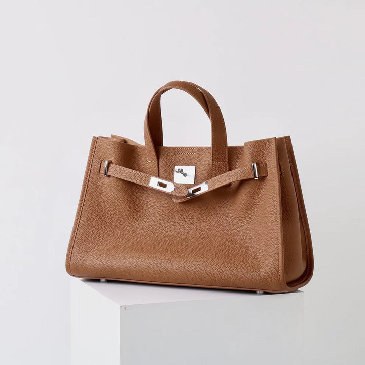 BEVERLEY - Large Capacity Genuine Cowhide Leather Tote Bag for Work & Travel