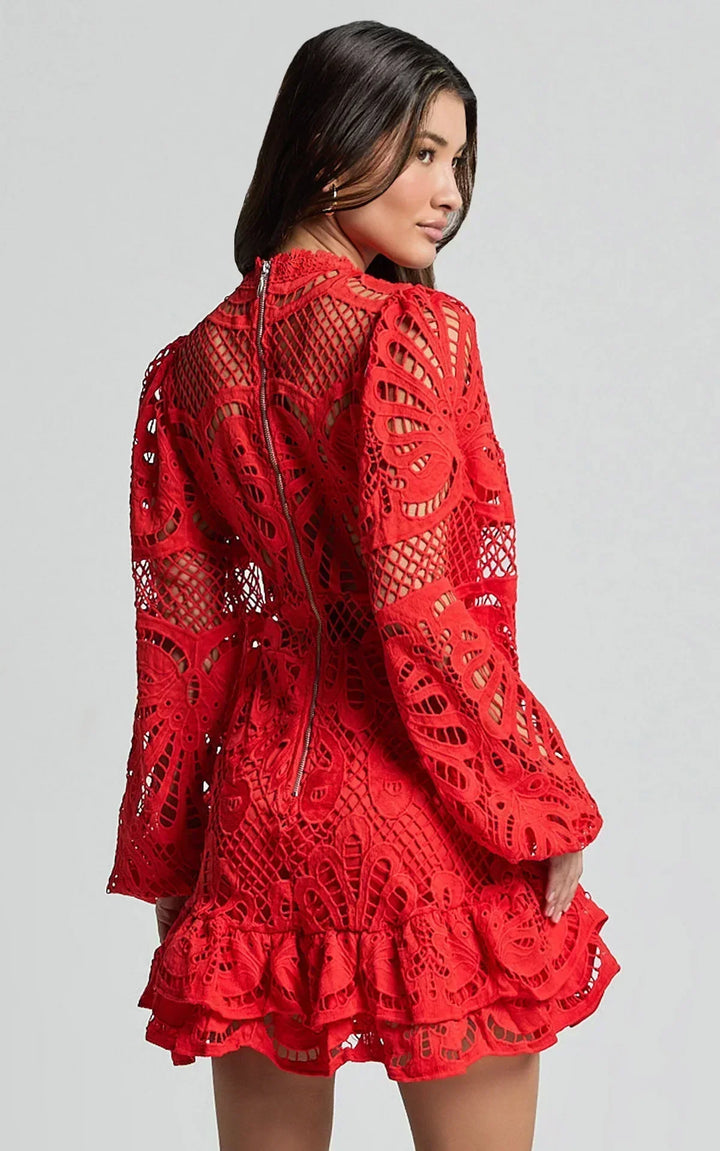 Lilly - Elegant Stand Collar Mini Dress