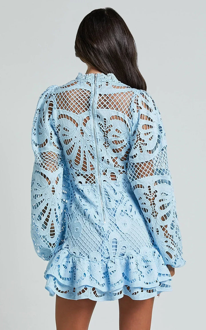 Lilly - Elegant Stand Collar Mini Dress