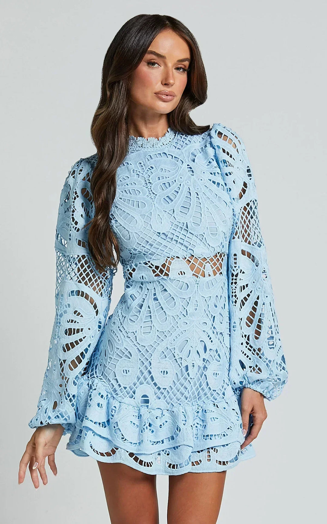 Lilly - Elegant Stand Collar Mini Dress