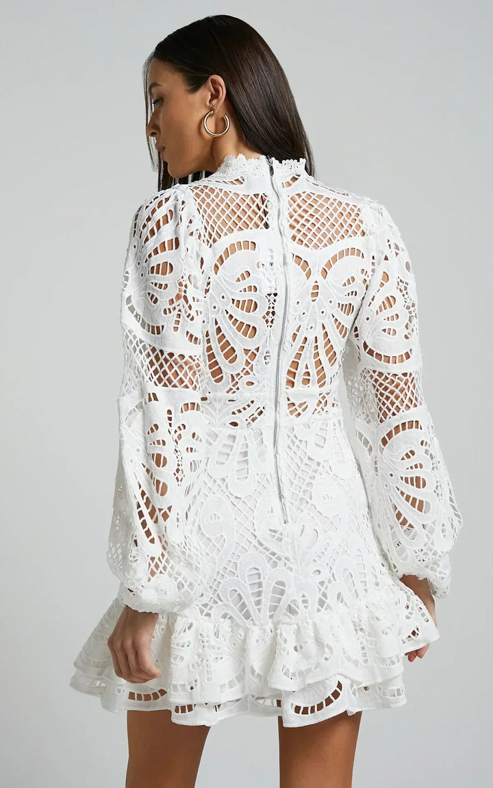 Lilly - Elegant Stand Collar Mini Dress