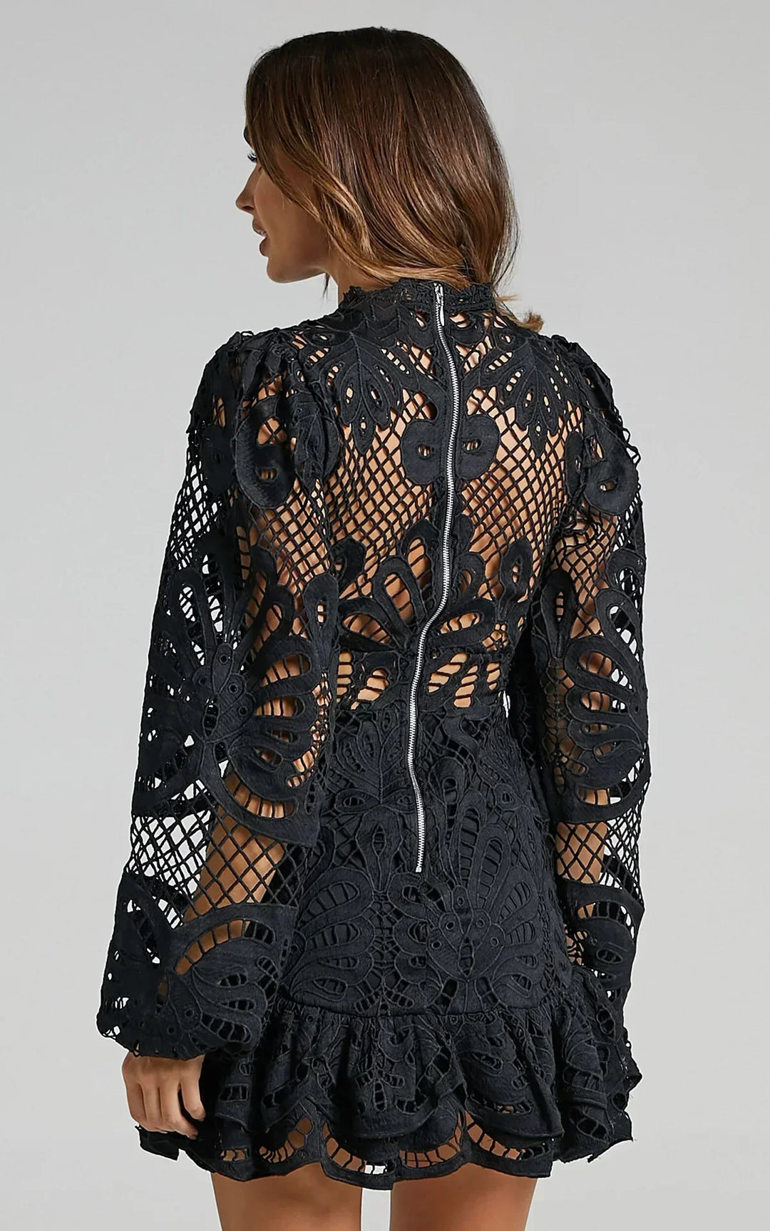 Lilly - Elegant Stand Collar Mini Dress