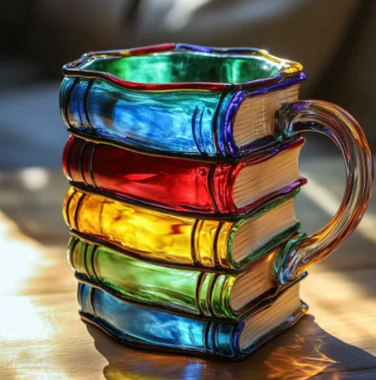 Handmade Colourful Book-themed Mug