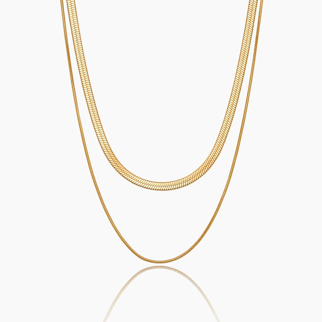 Double Snake Chain Layered Necklace