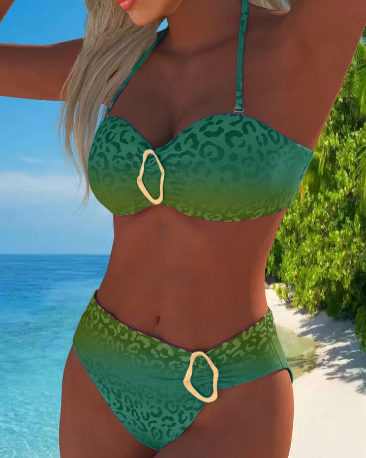 Sofía | Halter Neck Swimsuit with Leopard Print in Ombre