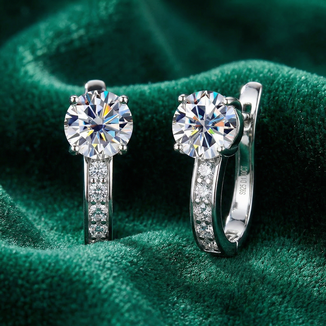 Moissanite - Huggie Earrings