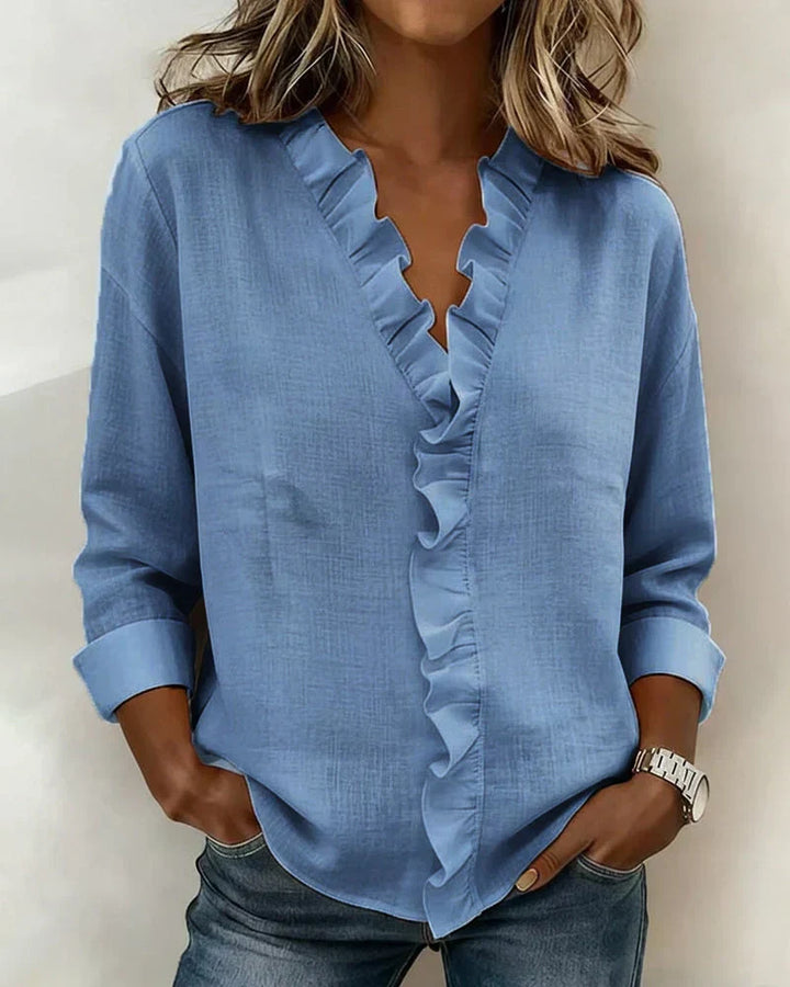Delilah - Ruffled V-Neck Blouse