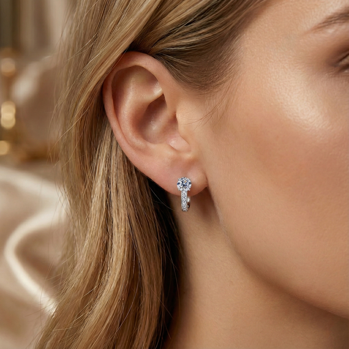 Moissanite - Huggie Earrings