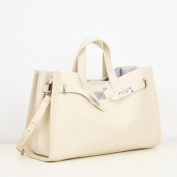 BEVERLEY - Large Capacity Genuine Cowhide Leather Tote Bag for Work & Travel