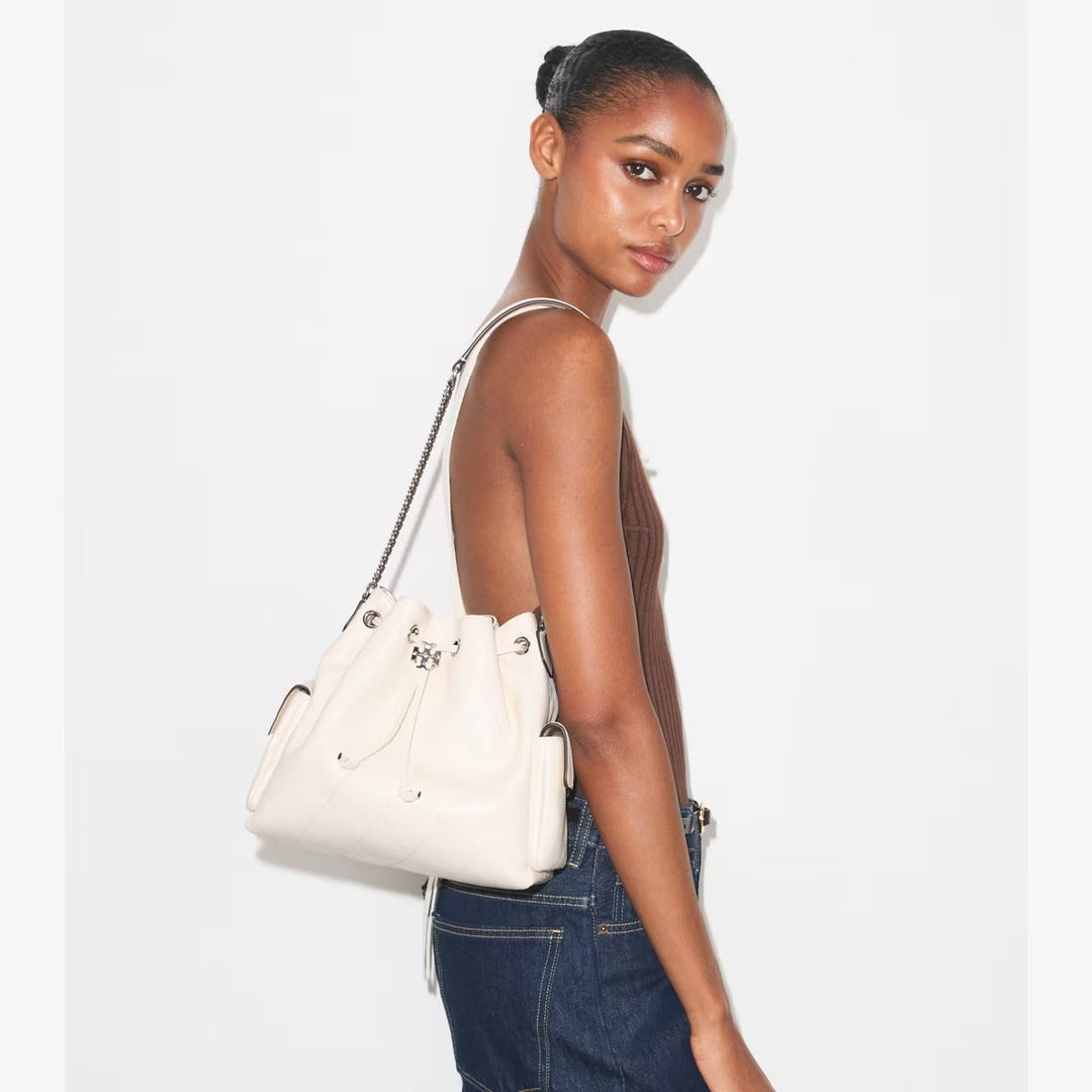 Tory Burch Charlie Quilted Drawstring Shoulder Bag