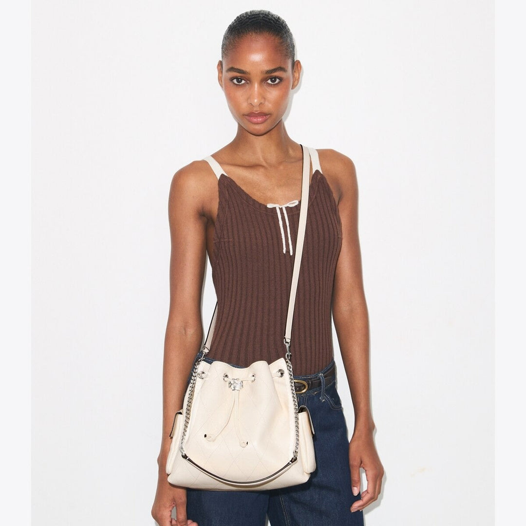 Tory Burch Charlie Quilted Drawstring Shoulder Bag