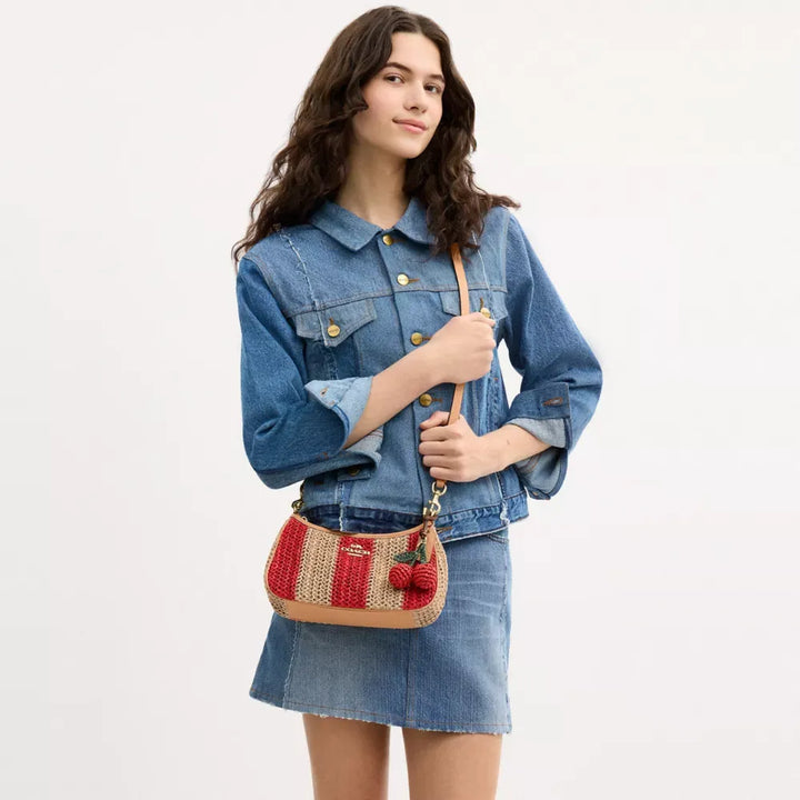 Coach Teri Shoulder Bag With Stripes And Charm