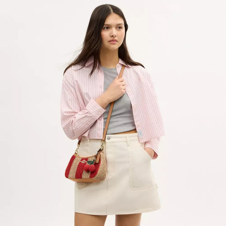 Coach Teri Shoulder Bag With Stripes And Charm