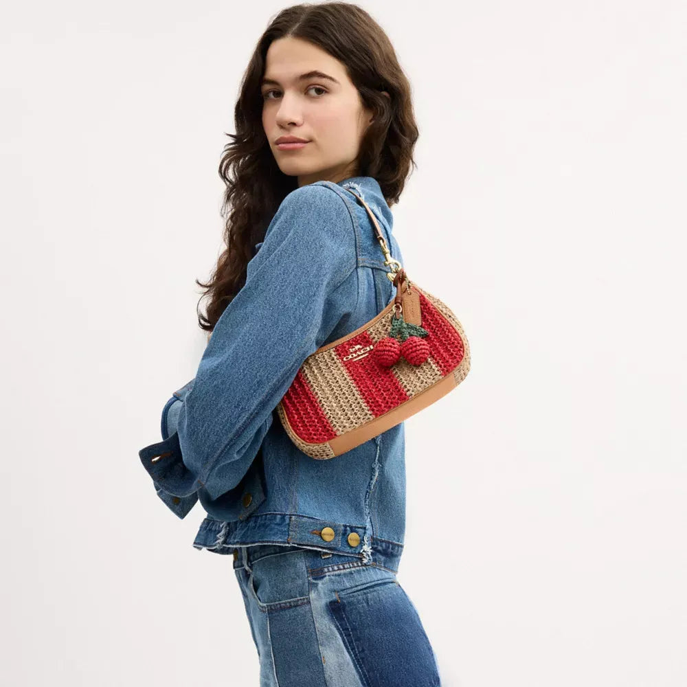Coach Teri Shoulder Bag With Stripes And Charm