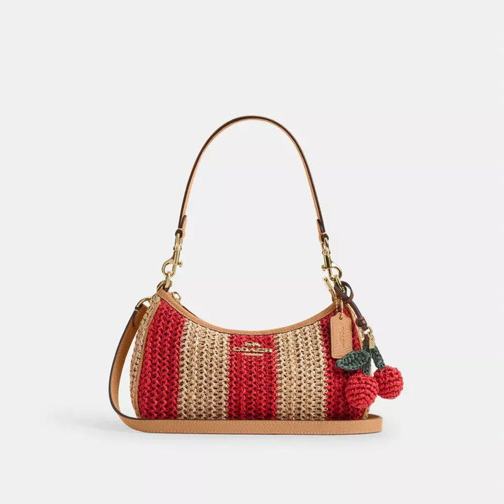 Coach Teri Shoulder Bag With Stripes And Charm
