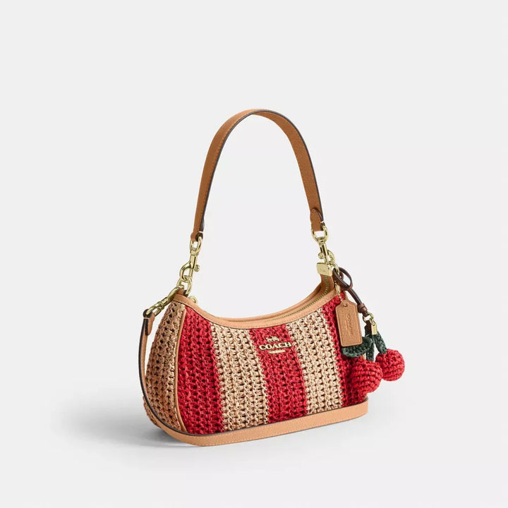 Coach Teri Shoulder Bag With Stripes And Charm