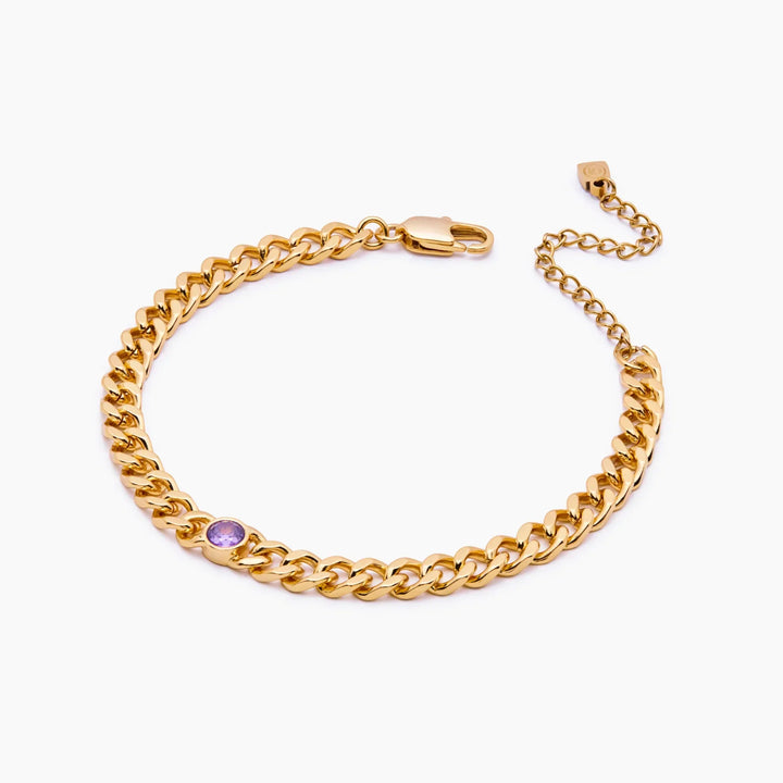 Curb Chain Birthstone Bracelet