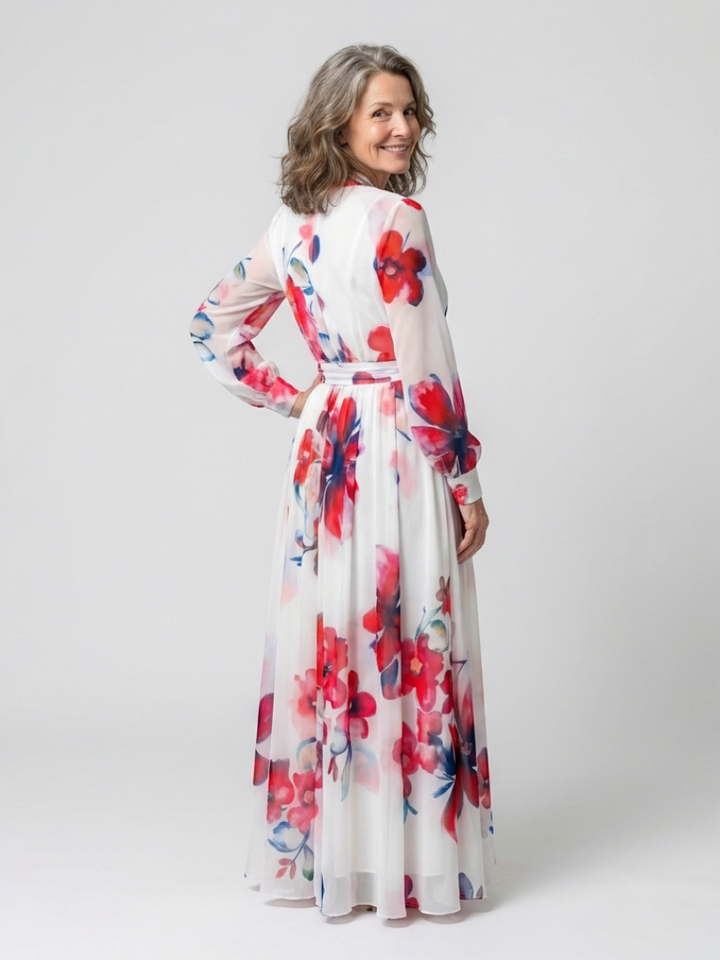 Lillian - Floral Long Sleeve Wrap Maxi Dress